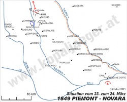 Situation am 23.März 1849 - Die Schlacht bei NOVARA