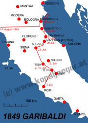 Der Weg GARIBALDIS von ROM bis LA SPEZIA