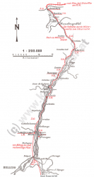 Bild Marschroute von PONTE NELLE ALPI bis INNICHEN – zusammengefasster Ausschnitt der Beilage 15 von ROST Alfred, Die Kopaljäger im 1. Weltkrieg